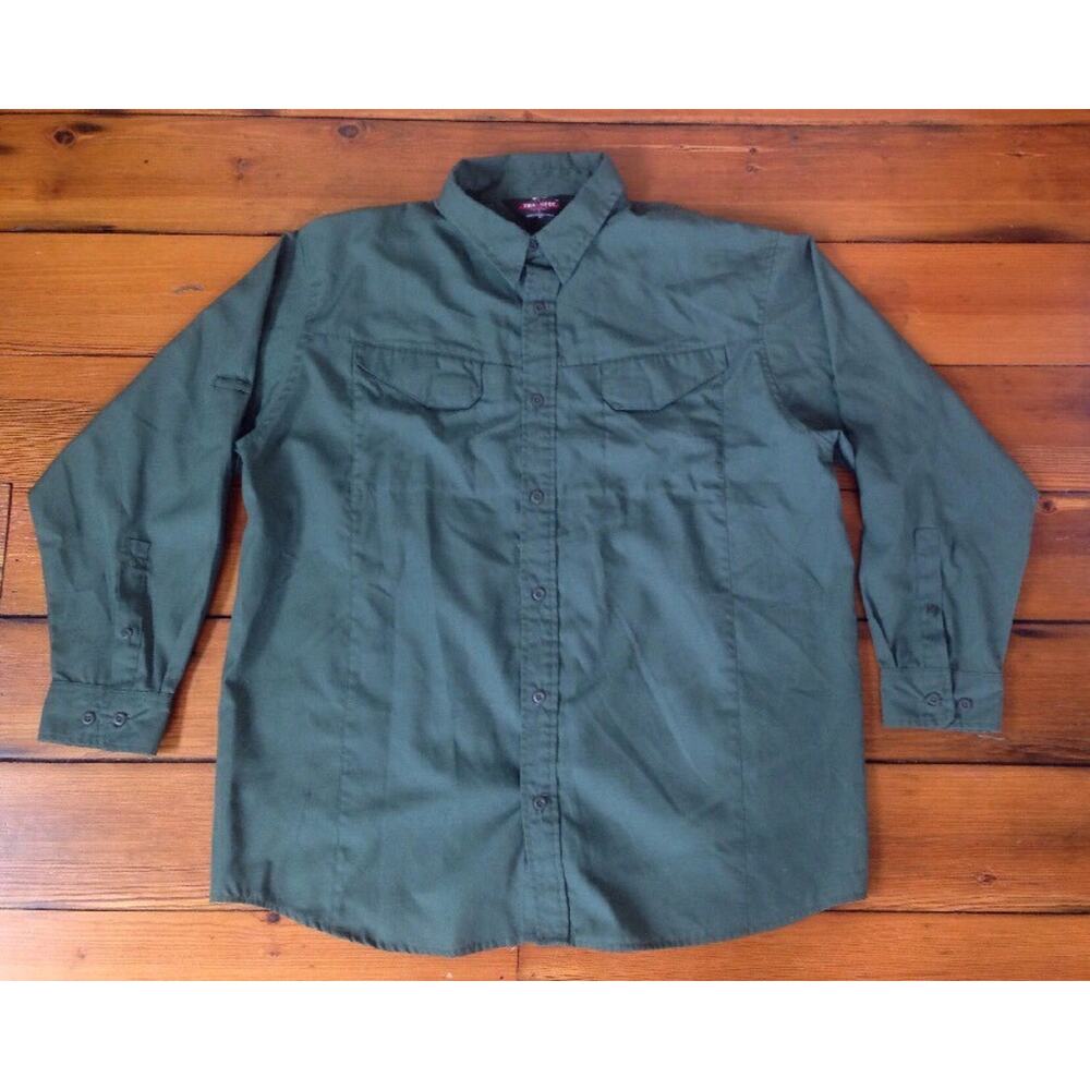 Tru-Spec Atlanco Cotton Blend Professional Grade Dark Green Button Shirt XL 52"
